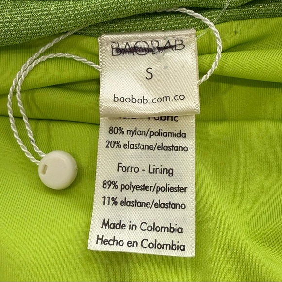 Baobab Irene Mini Dress Strapless Draped Green Shimmer Small Bodycon Chic Party - Picture 7 of 13